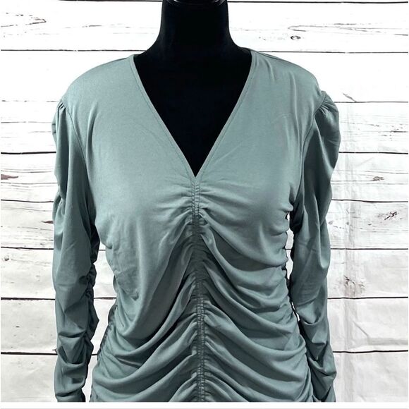 Joie Sage Green Ruched Blouse - Picture 9 of 16